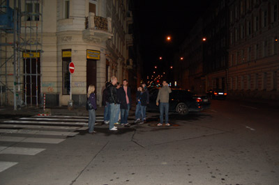 A picture of Mozillians looking for a good place to get dinner